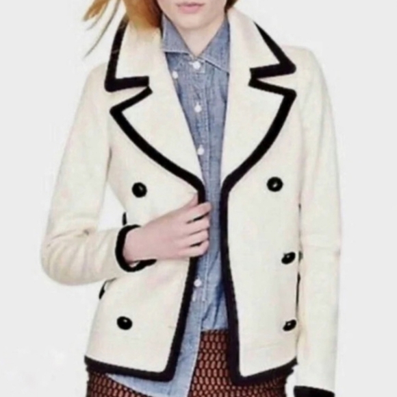 J. Crew Antique White and Black Pea Coat - Picture 3 of 12